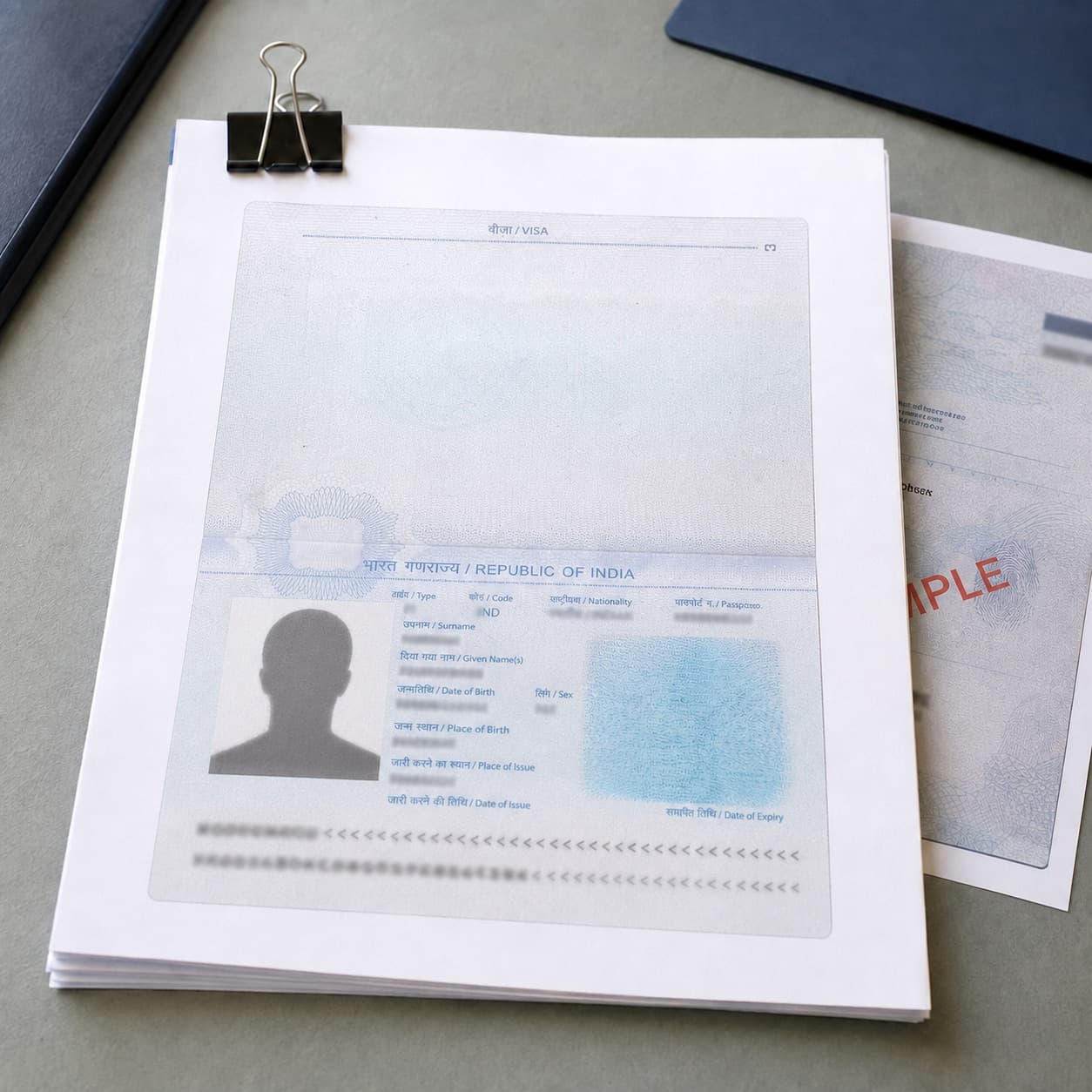 Passport sets for all applicants and sponsors sample document mockup